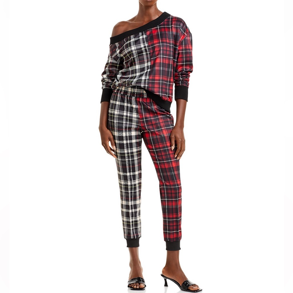 Nwt Alice and Olivia plaid off the shoulder top sz xs Host Pick!
